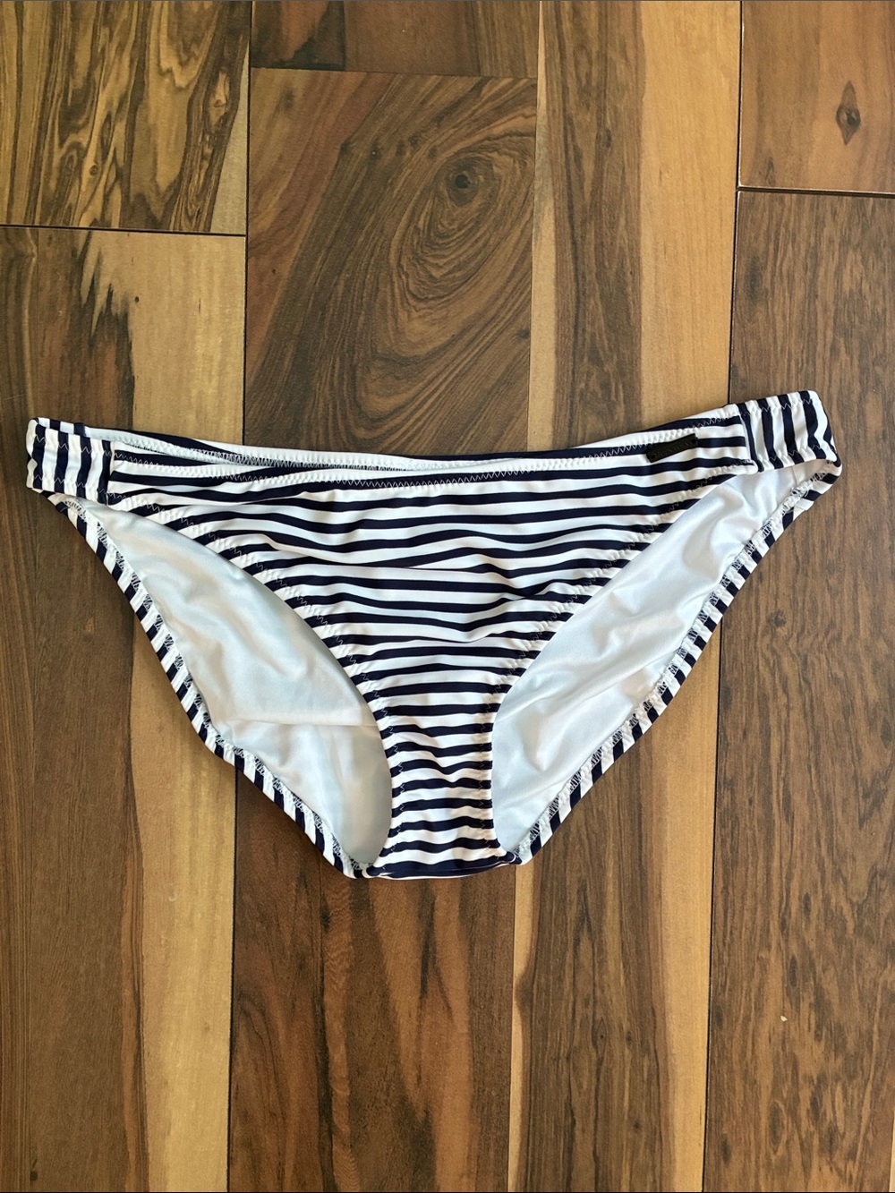 Striped Navy and White Bikini Bottom - Women Swim